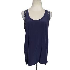 Rebecca Taylor blue embellished sleeveless blouse size 6
